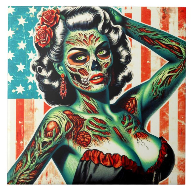 Pin-up de Zombie Americano (Frente)
