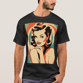 Pin Up Girl Art Deco, camiseta Pop de arte para el