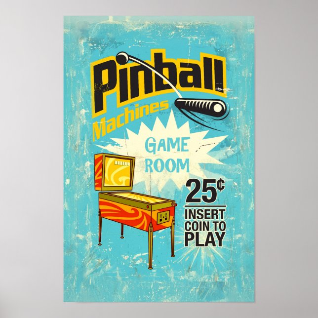Pinball Machines Game Room Poster nº 1 (Frente)