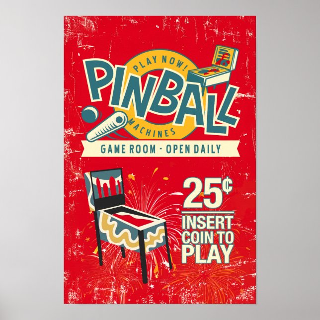 Pinball Machines Game Room Poster nº 15 (Frente)