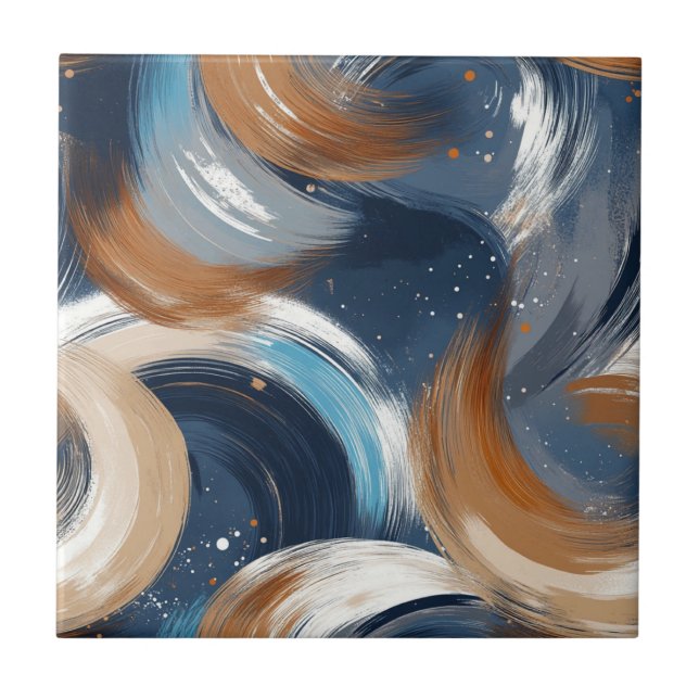 Pincéis de Abstrato em azul, branco e castanho (Frente)