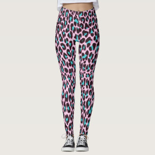 Pincel cor-de-rosa e leggings de impressão de anim