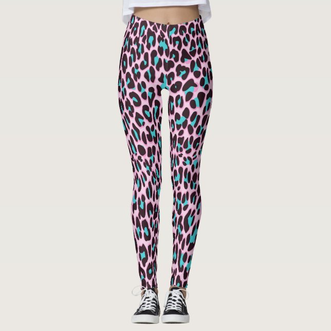 Pincel cor-de-rosa e leggings de impressão de anim (Frente)