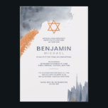 Pincel de Água Trave Bar Mitzvah Convite<br><div class="desc">Um convite para um Bar Mitzvah com pincéis de aquarela e uma Estrela de David. Vetor de casamento criado por photographeeasia - www.freepik.com). () O cartão é fácil de personalizar com sua redação, fonte, cor da fonte, opções de forma de papel e escolha de seis tipos de papel.() Não exatamente...</div>
