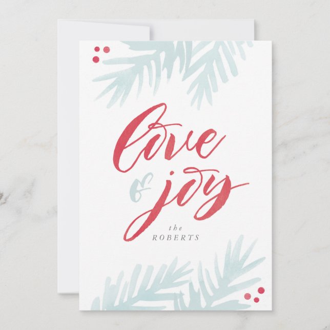 Pincel de Pinheiro Aquarela Amor e Alegria Cartão  (Frente)