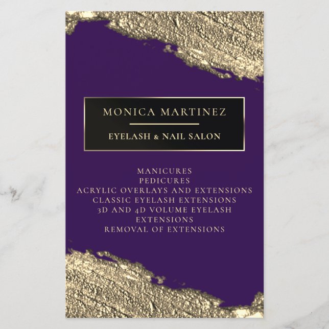 Pincel dourado mancha elegante folheto roxo (Frente)