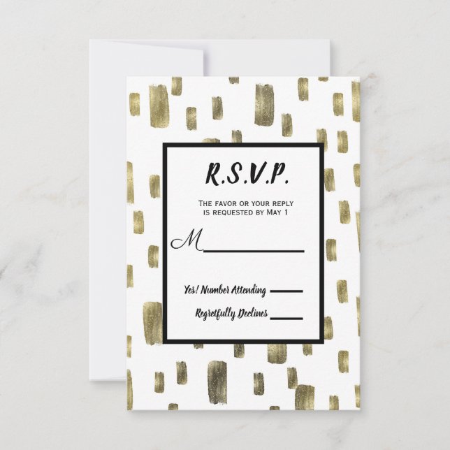 Pincel Moderno Dourado Cobre Bronze RSVP Resposta (Frente)