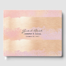 Pincel rosa e Dourado pincelada Livro de Convidado