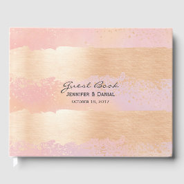 Pincel rosa e Dourado pincelada Livro de Convidado