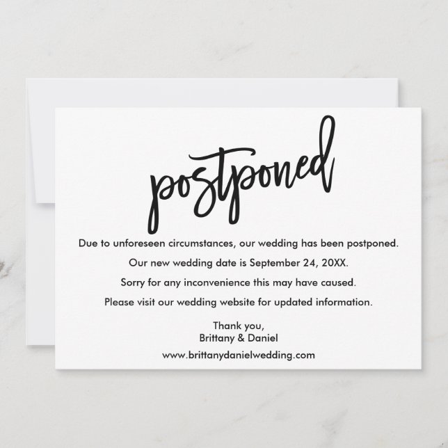 Pincel Script Wedding Adiou Novo Cartão de Data (Frente)