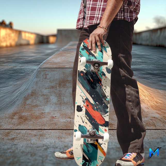 Pincelada Abstrata Skateboard - Arte Moderna Ousad (Criador carregado)