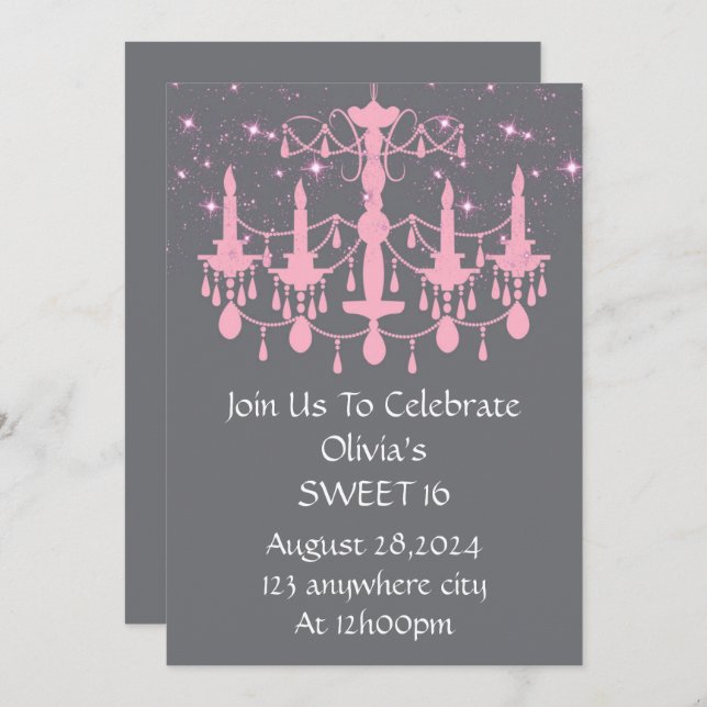 PINCO DE CONVITE DE ANIVERSÁRIO DOCE 16 (Frente/Verso)