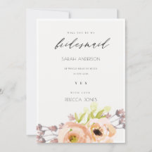 PINCO ROMÂNTICO, PURA, CARTÃO BRIDESMAID FLORAL AZ