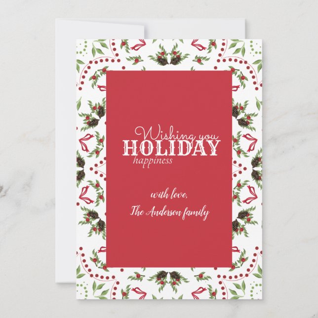 Pine cone e bagas cartão com fotos de Mandala (Verso)