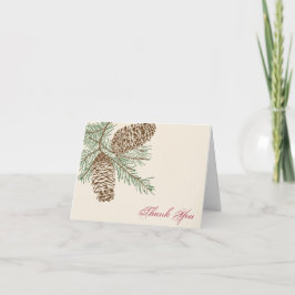 Pine Cone Nature em Creme Cartão de Agradecimento
