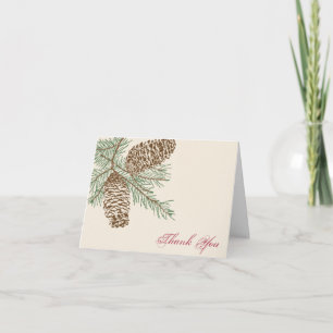 Pine Cone Nature em Creme Cartão de Agradecimento