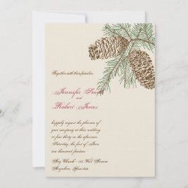 Pine Cone Nature no Convite para Casamento de Crem