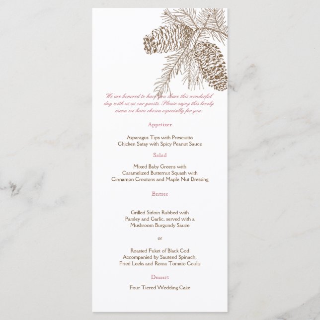 Pine Cone Nature Wedding Menu (Frente)
