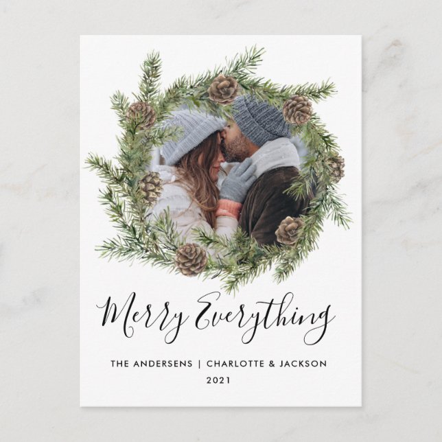 Pine Cone Wreath | Cartão de Natal Fotográfico (Frente)