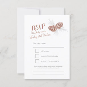 Pine cones de casamento marrom RSVP