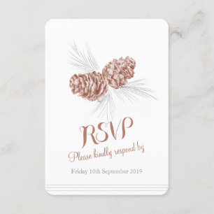 Pine cones de casamento marrom RSVP