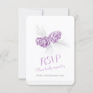Pine cones de casamento roxo RSVP