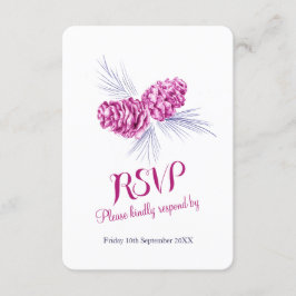 Pine cones plum e RSVP de casamento do marinho