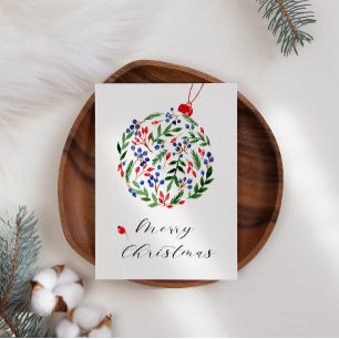 Pine Holly Wreath Business Natal Card