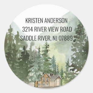 Pine Spruce Trees   Novo adesivo do rótulo do ende