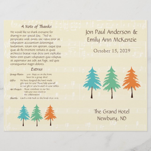 Pine Tree Wedding Program (Frente)