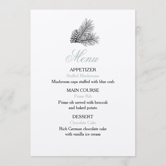 Pine Tree Weding Menu - Rustic (Frente)