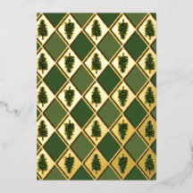 Pine Trees e Harlequin Foil Holiday Card