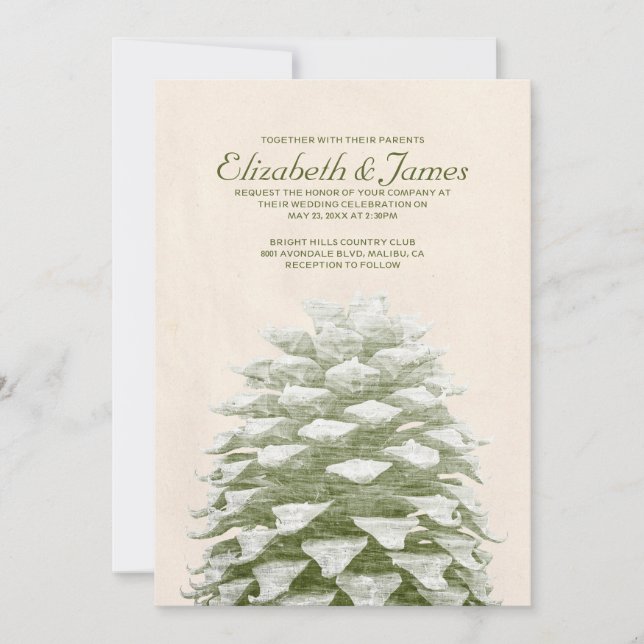 Pine Whimsical Cones Convites De Casamento (Frente)