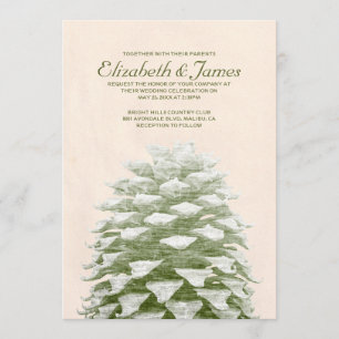 Pine Whimsical Cones Convites De Casamento