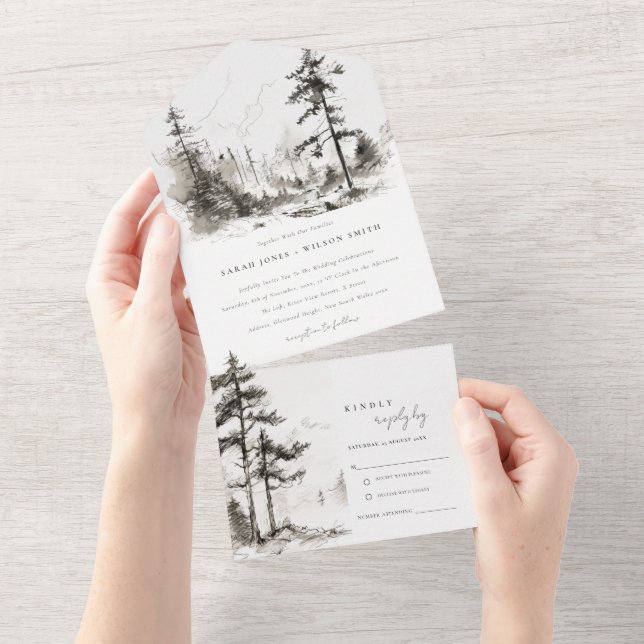 Pine Woods Mountain Landscape Casamento (Tearaway)