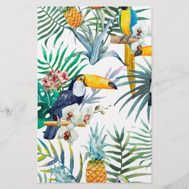 Pineanás de Verão Tropicais Pássaros Pássaros (Frente)
