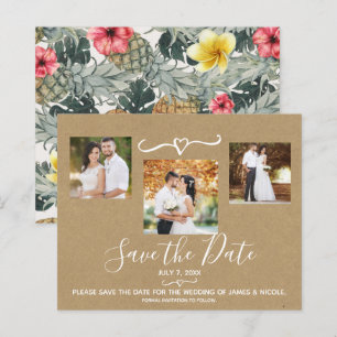 Pineapples Tropicais noivado foto salvar a data