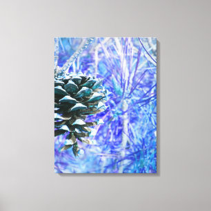 Pinecone de Natal Azul - Canvas