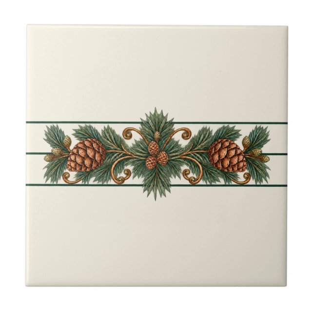 Pinecone Scroll Personalizado Friso de Fundo (Original pinecone scroll tile - custom background.)