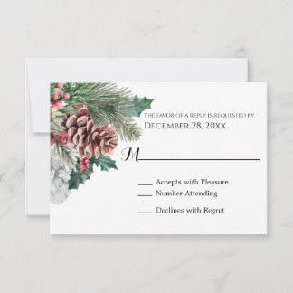 Pinecones de inverno e Placa Holly RSVP
