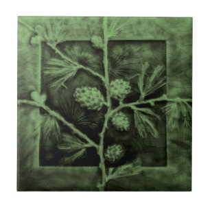 Pinecones Ramifica Alivio Verde Faux Antique Repro