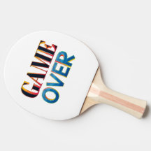 Raquete de pingue-pongue com as palavras "GAME OVE