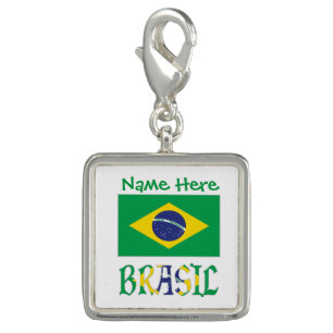 Pingente Brasil Bandeira Brasil Nome Personalizado