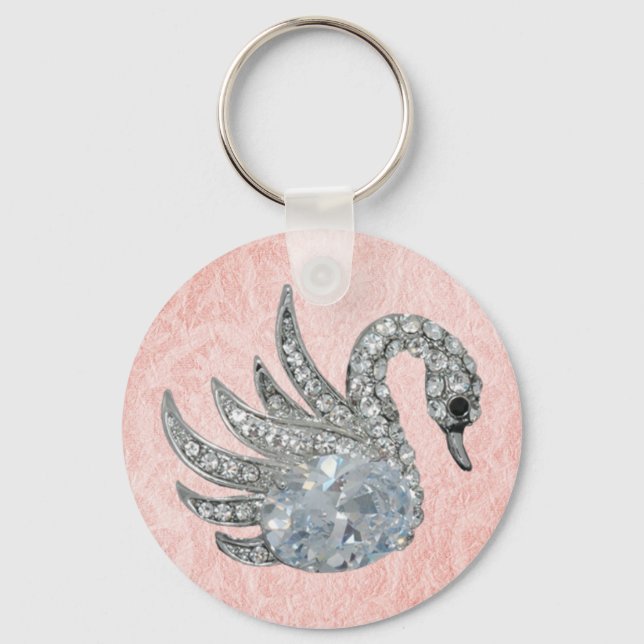 Pingente de Chaveiro Cisne Joia Rosa (017-003) (Frente)