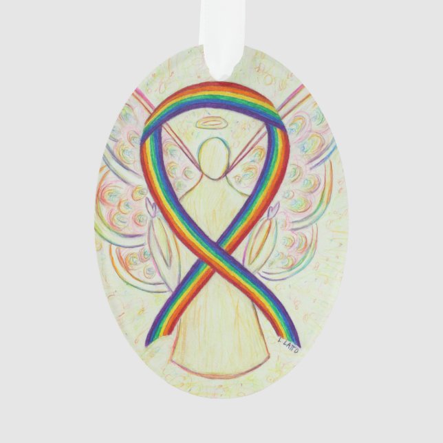 Pingente de Ornamento de Anjo com Fita de Conscien (Verso)