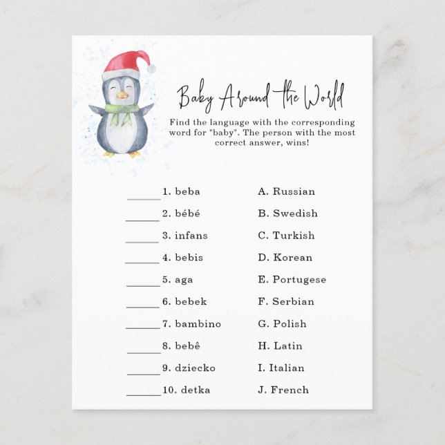 Pinguim - Bebê em volta do jogo mundial (Frente)