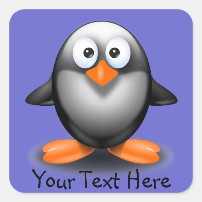 Pinguim bonito no adesivo azul (Frente)