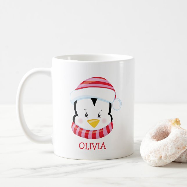 Pinguim Bonito Personalizado Caneca de Natal (Com Donut)