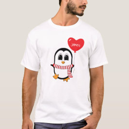 Pinguim Bonito Possui Camiseta Balão de Forma Card
