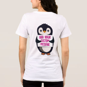 Pinguim brincalhão com um sinal para sua mensagem